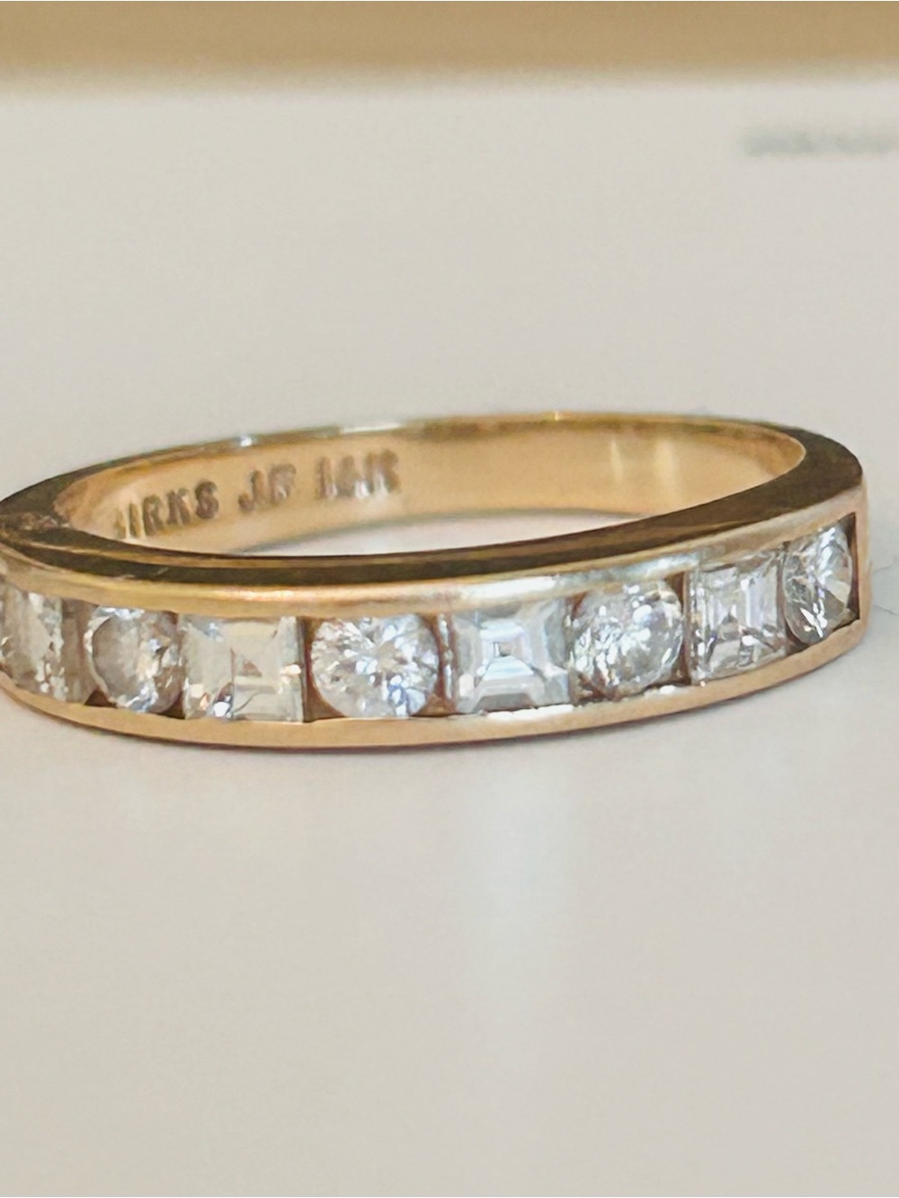 Authentic BIRKS custom14K Gold Diamond Channel-Set Band - White Diamond Accent